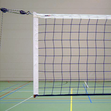 School volleyball net, wooden sticks