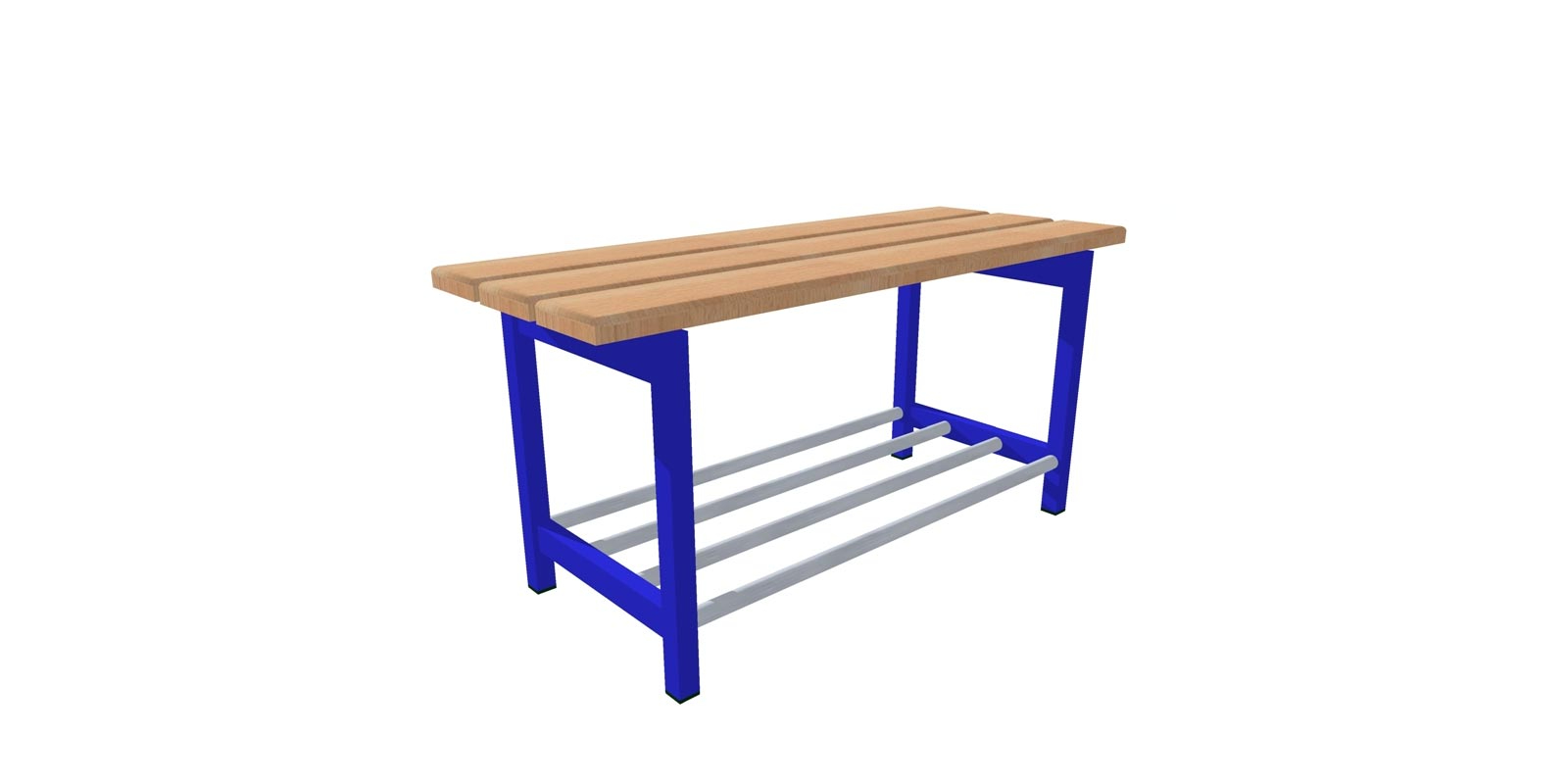 Freestanding bench with three bench slats and shoe tray bag tray - WHBA08
