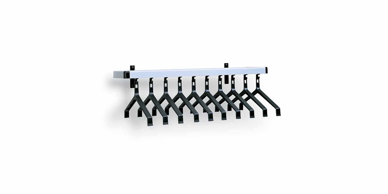 Wall-mounted coat rack with hat rack and one row of coat hangers - WHKH03