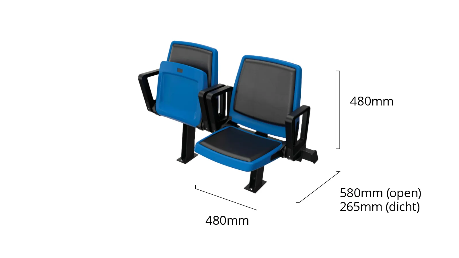 Stadionstoel Sittem PREMIUM afmetingen